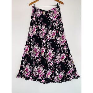 Jones New York 100%Silk Floral Midi Skirt Women’s Sz 14 cottage core soft core